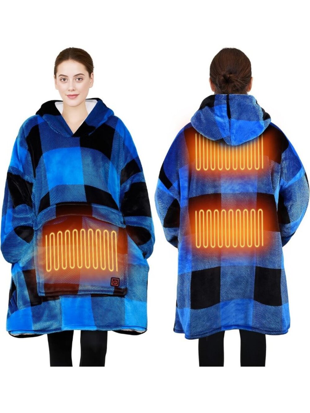 Cozy Wearable Heated Blanket Hoodie with 3 Heat Levels & Overheat Protection